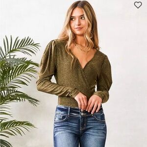 New!‎  Willow + Root gold shimmer body suit
